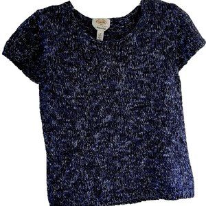Talbots Navy Blue Sweater Woven Pattern Scoop Neck Size M